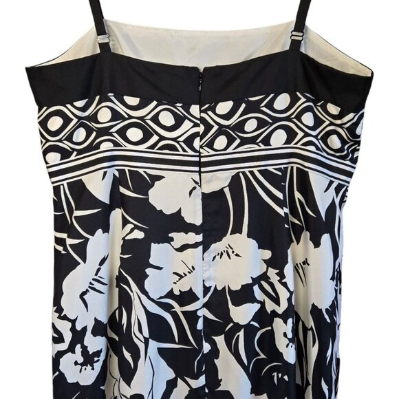 White House Black Market Silk Floral Dress Black & White Spaghetti Straps 14 - Picture 3 of 7
